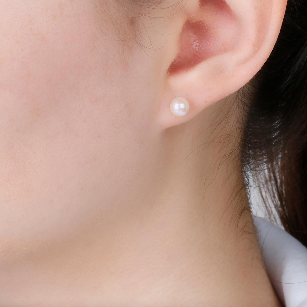 Venus Freshwater Pearl 18ct Rose Gold Vermeil Stud Earrings 5.5 to 6.0m #2