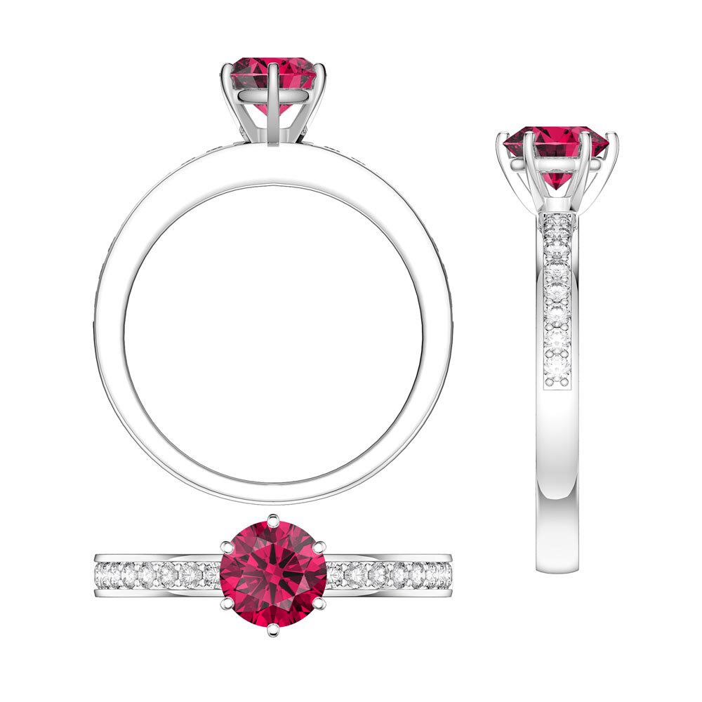 Unity 1ct Ruby and Diamond 18ct White Gold Channel Engagement Ring #8