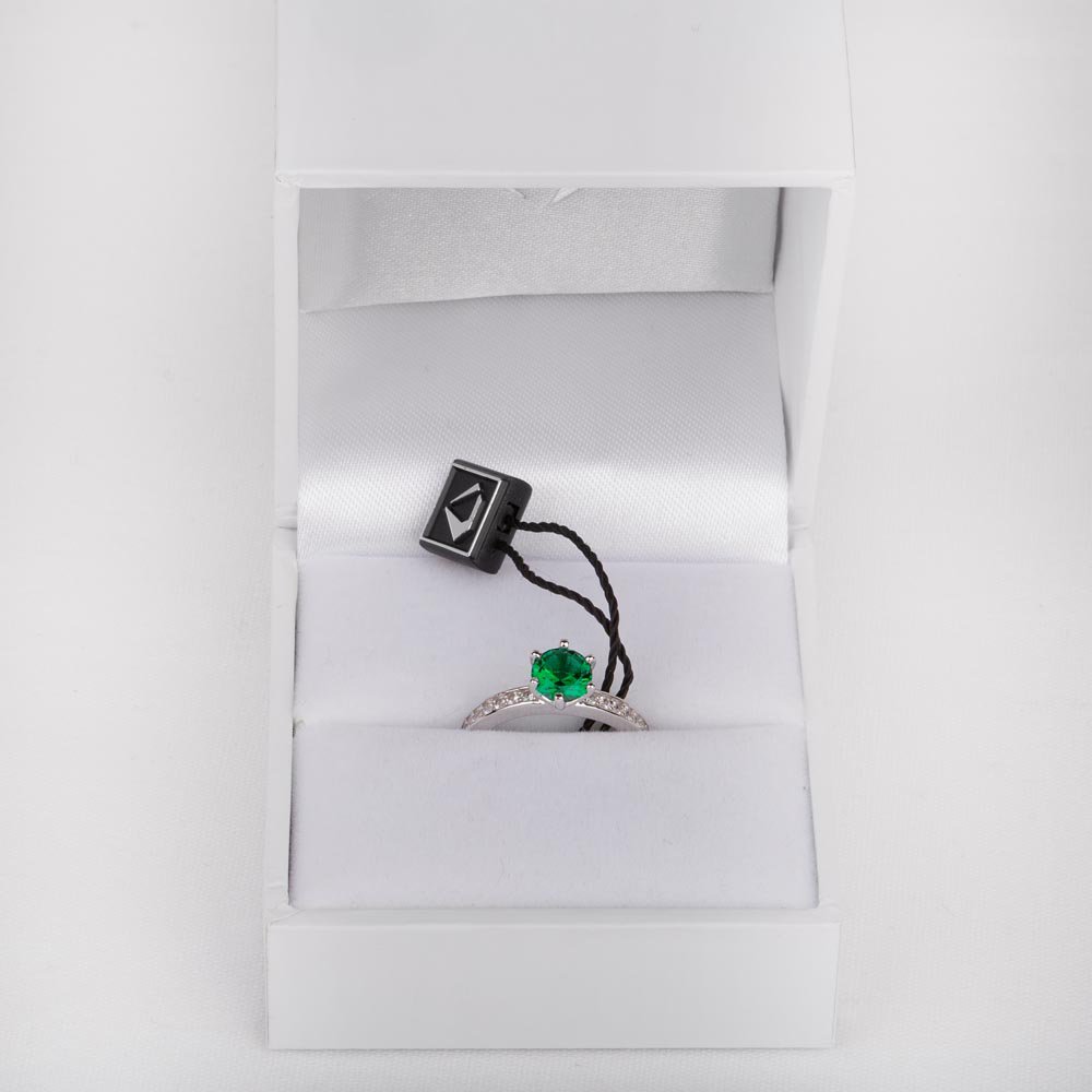Unity 1ct Emerald 9ct White Gold Channel Promise Ring #5