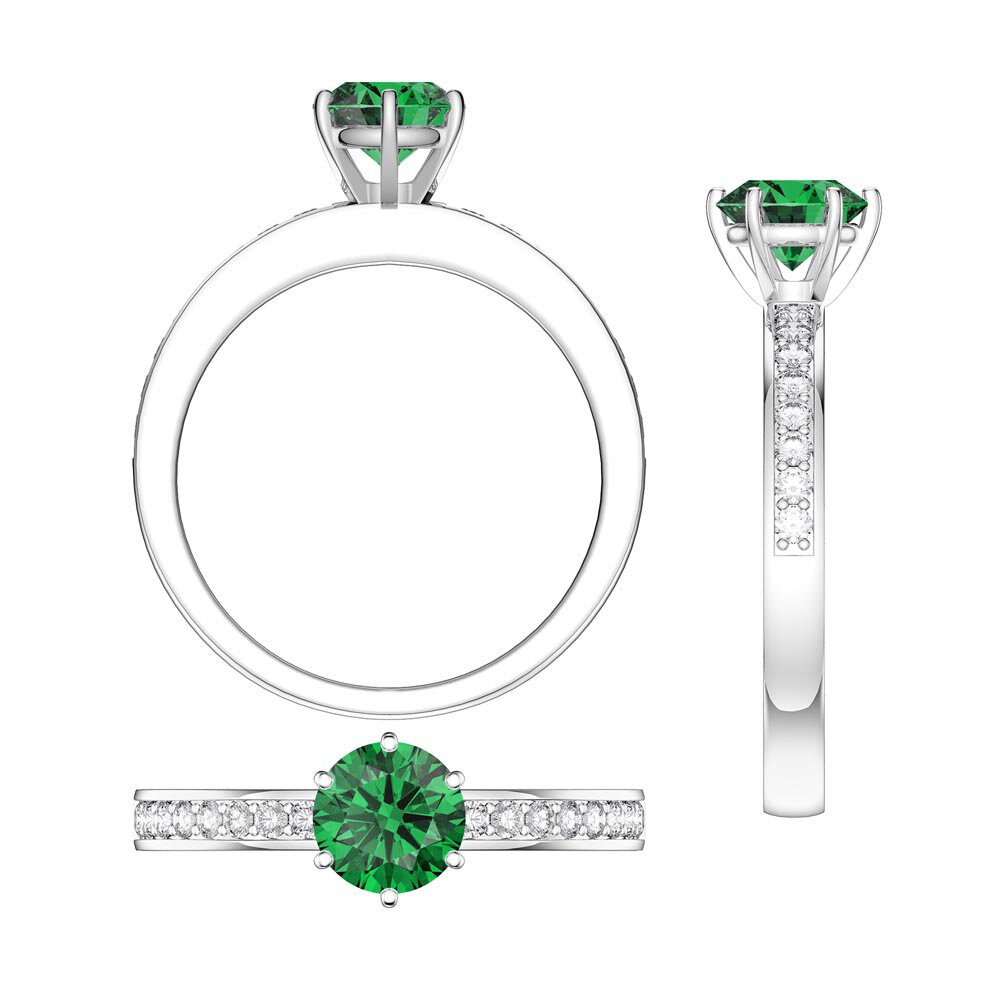 Unity 1ct Emerald 9ct White Gold Channel Promise Ring #8