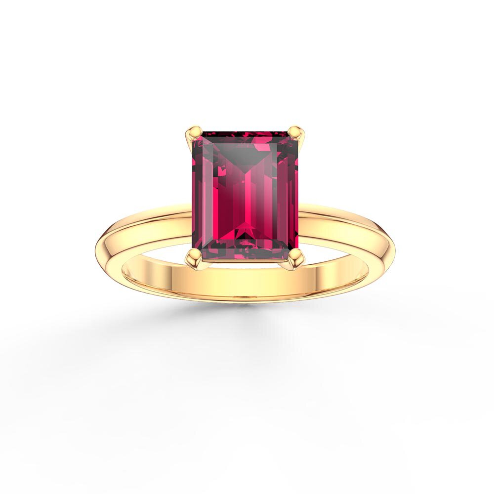 Unity 2ct Ruby Emerald Cut Solitaire 18ct Yellow Gold Engagement Ring