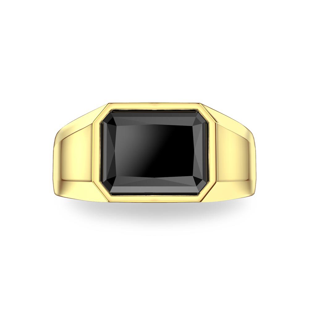 3ct Onyx Emerald cut 18ct Yellow Gold Bezel Signet Ring