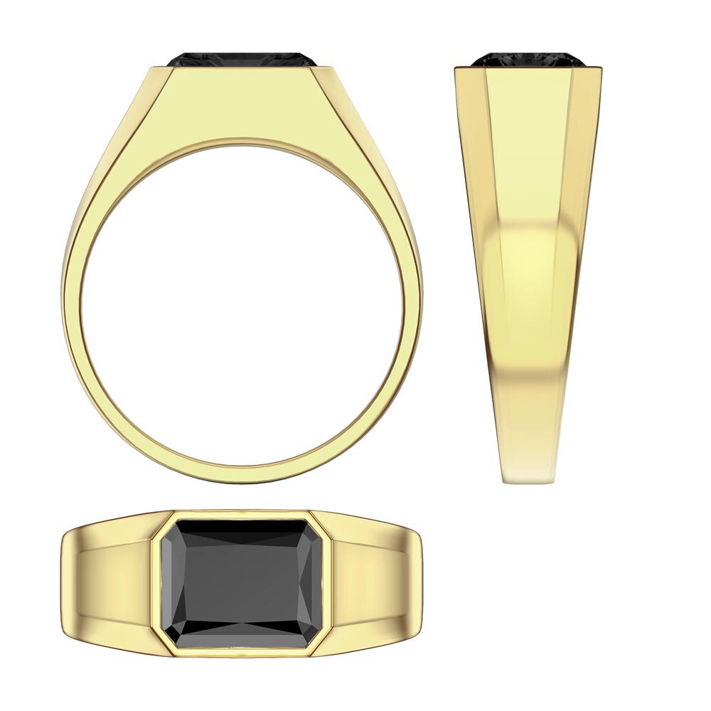 3ct Onyx Emerald cut 9ct Yellow Gold Bezel Signet Ring #3