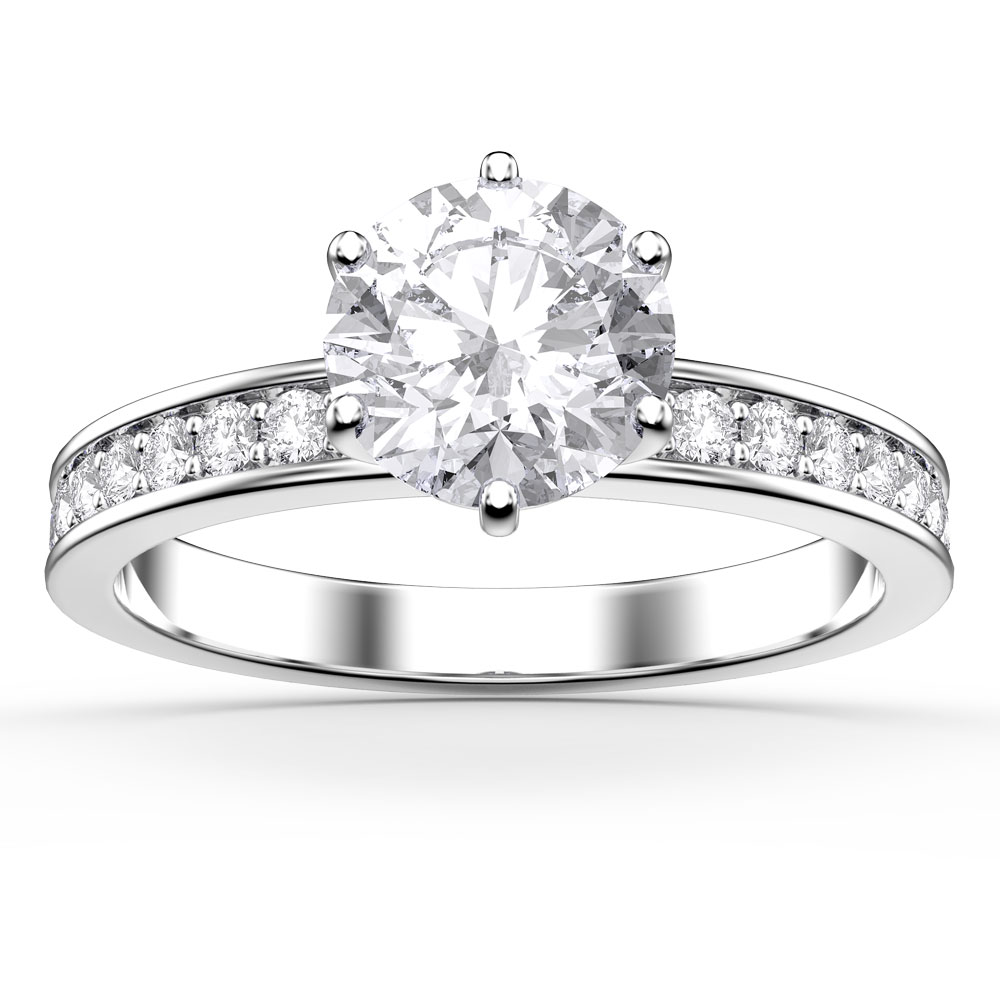 Unity 1ct White Sapphire Platinum plated Silver Channel Promise Ring