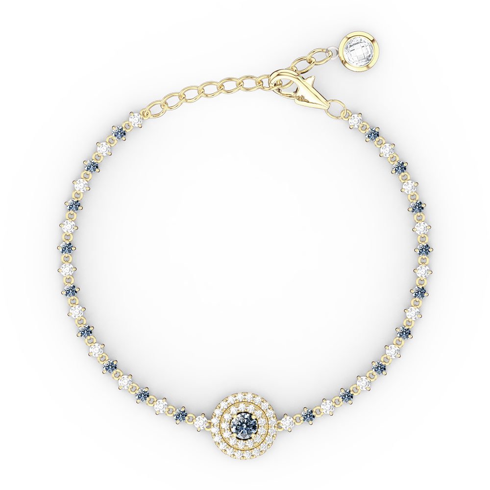 Fusion Aquamarine and Diamond 18ct Yellow Gold Tennis Bracelet