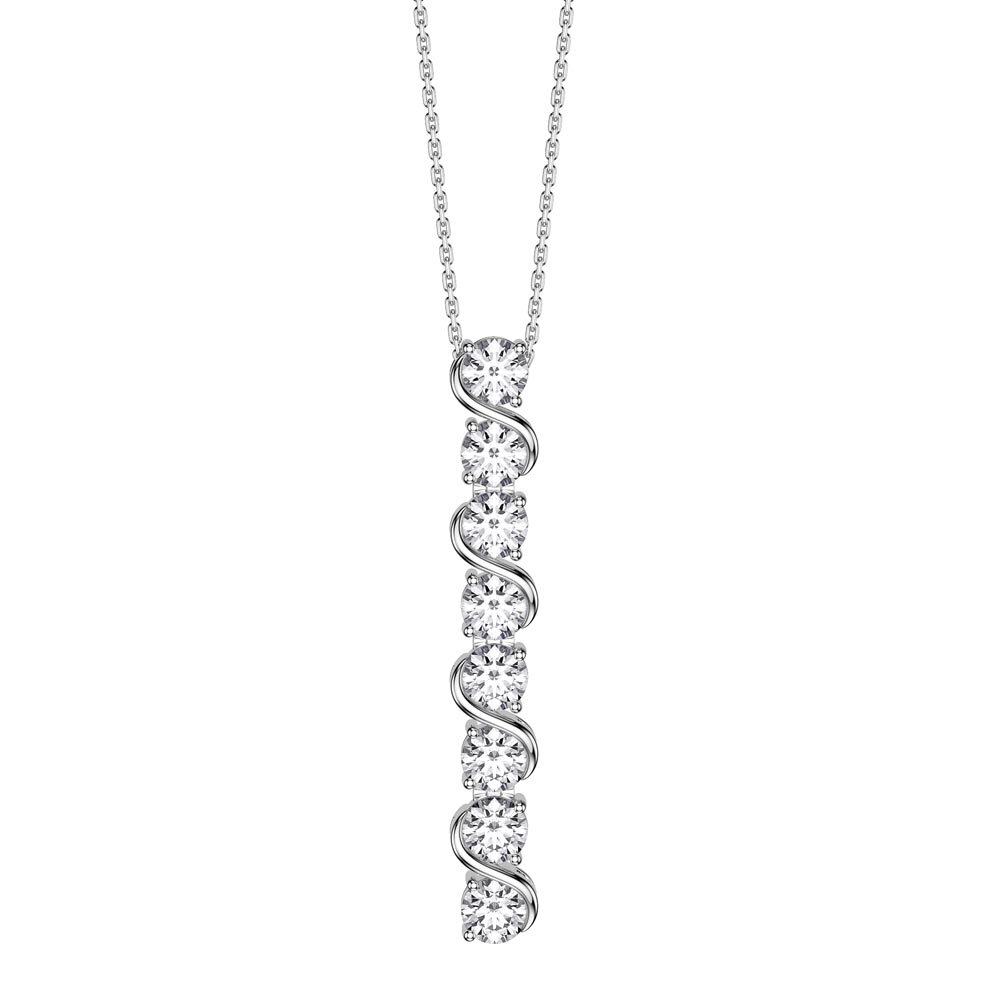 Infinity White Sapphire Platinum Plated Silver S Bar Pendant Necklace