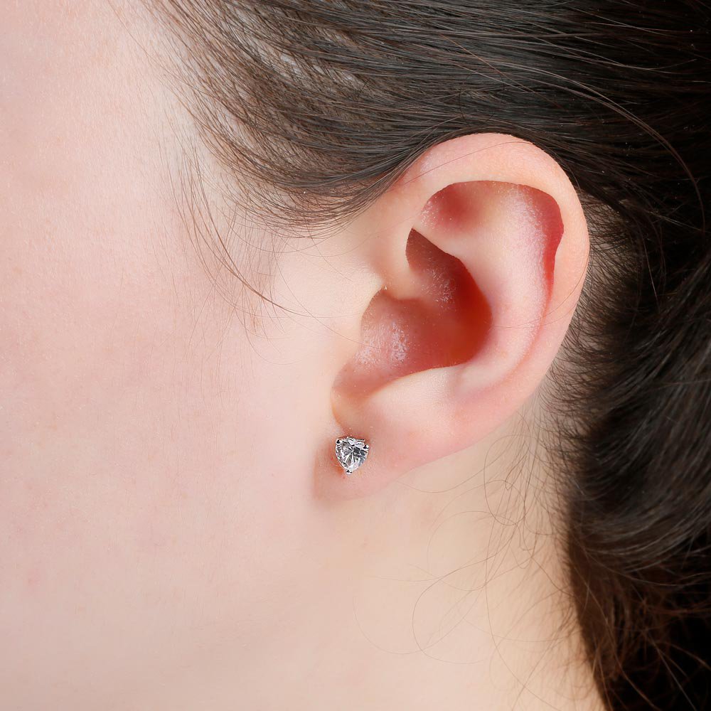 Charmisma 1ct Lab Diamond Heart 18ct White Gold Stud Earrings #2