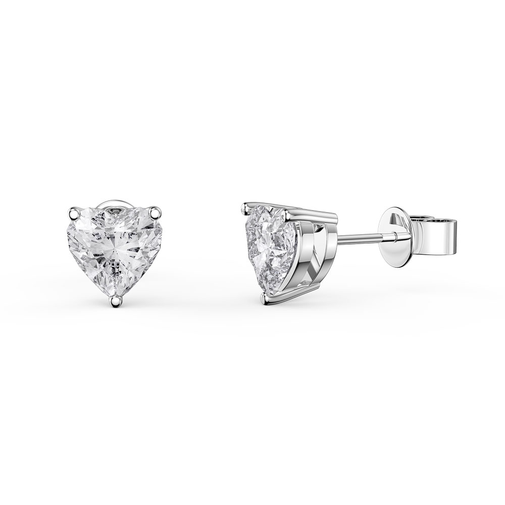 Charmisma 1ct Diamond Heart 18ct White Gold Stud Earrings #1