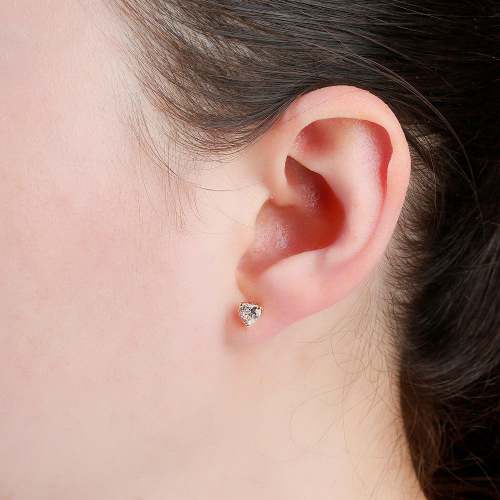 Charmisma 1ct White Sapphire Heart 18ct Rose Gold Vermeil Stud Earrings #2