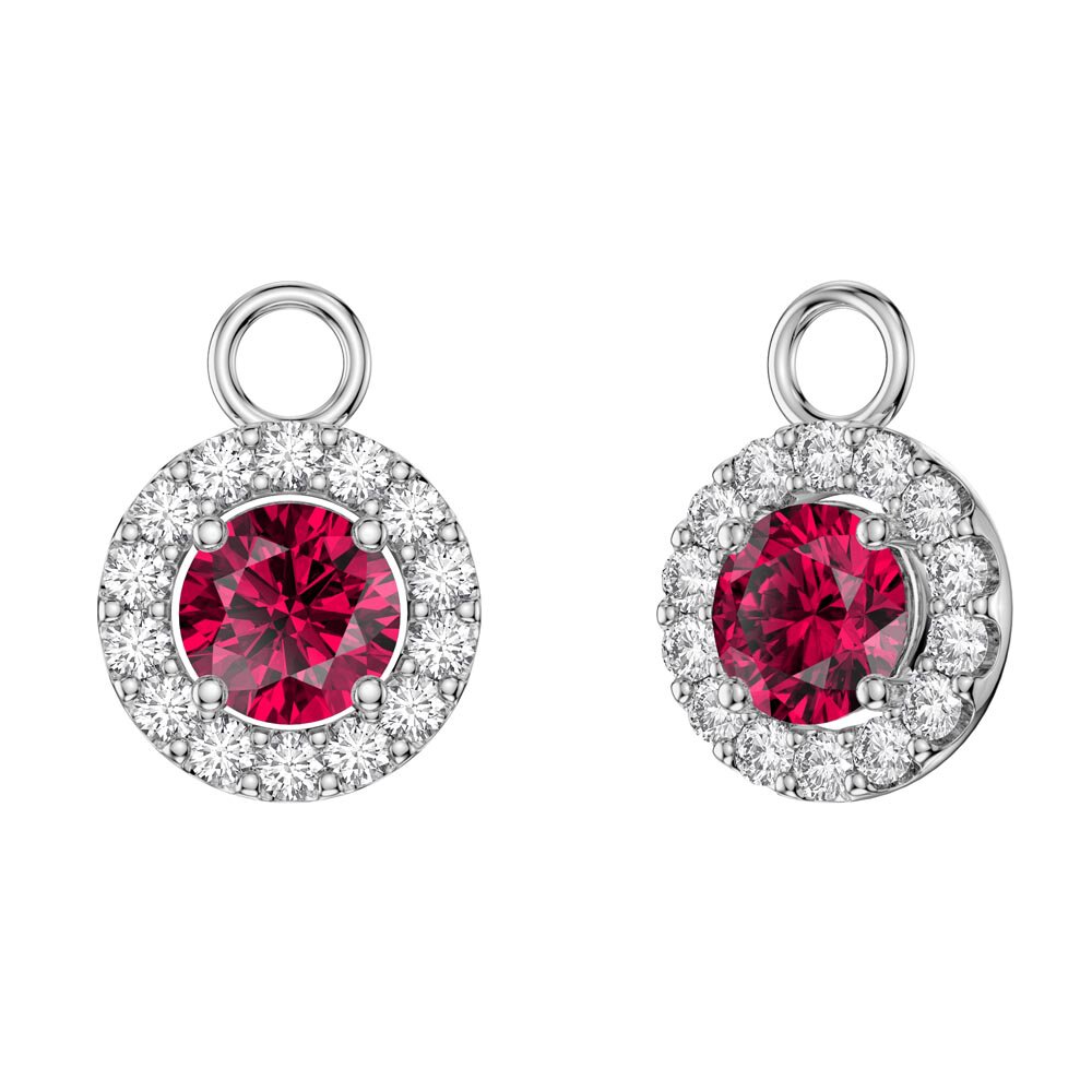 Eternity 1ct Ruby Halo Platinum plated Silver Interchangeable Ruby Hoop Drop Set #4