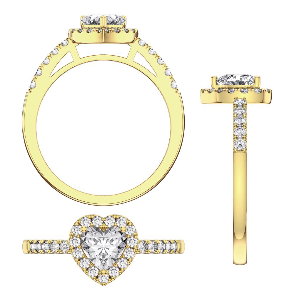 Eternity 1ct Moissanite Heart Diamond Halo 18ct Yellow Gold Engagement Ring #5