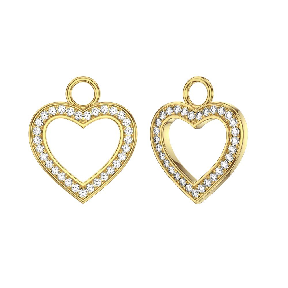 Moissanite Heart 18ct Gold Vermeil Interchangeable Earring Hoop Drop Set #3