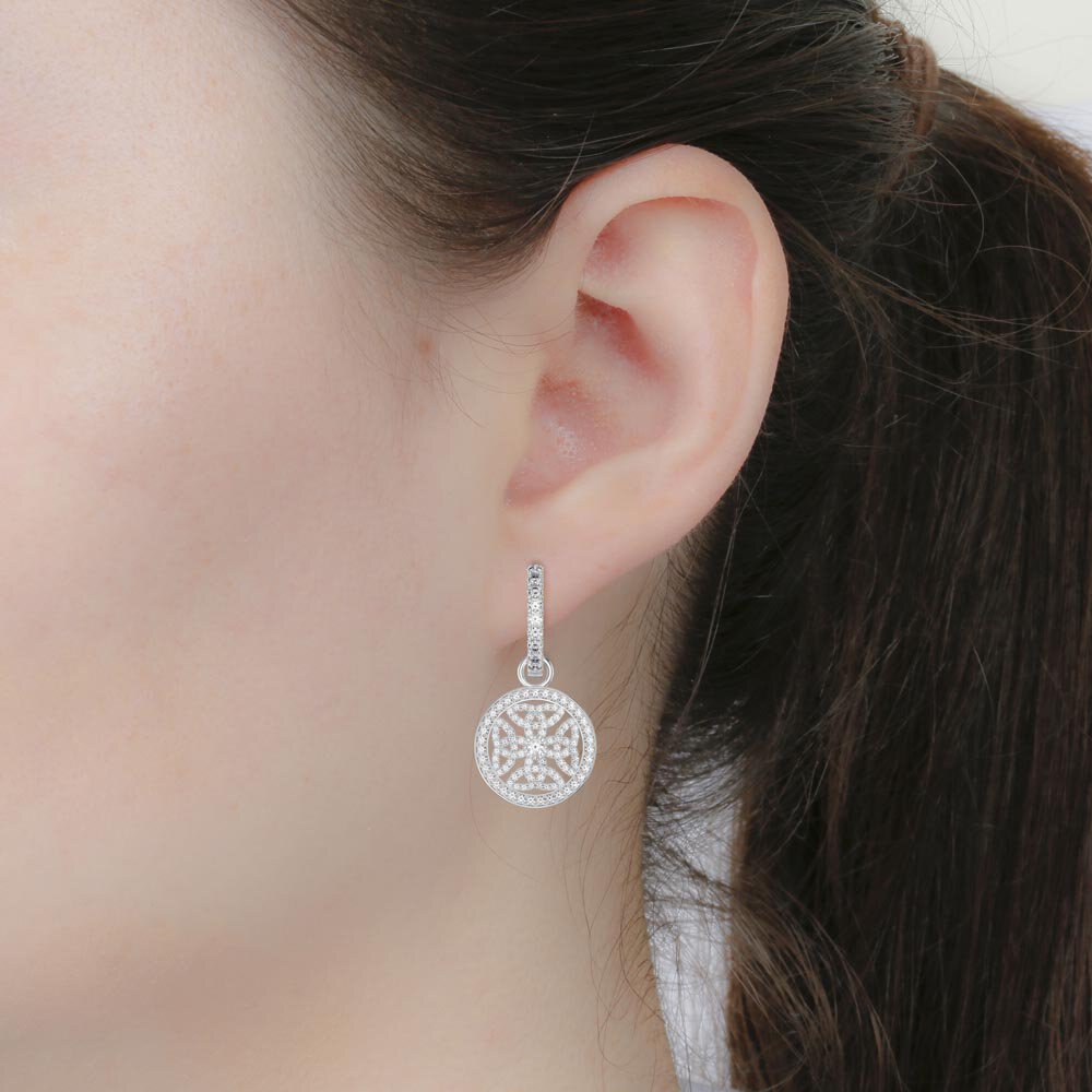 Moissanite Celtic Knot Platinum plated Silver Interchangeable Earring Drops #4