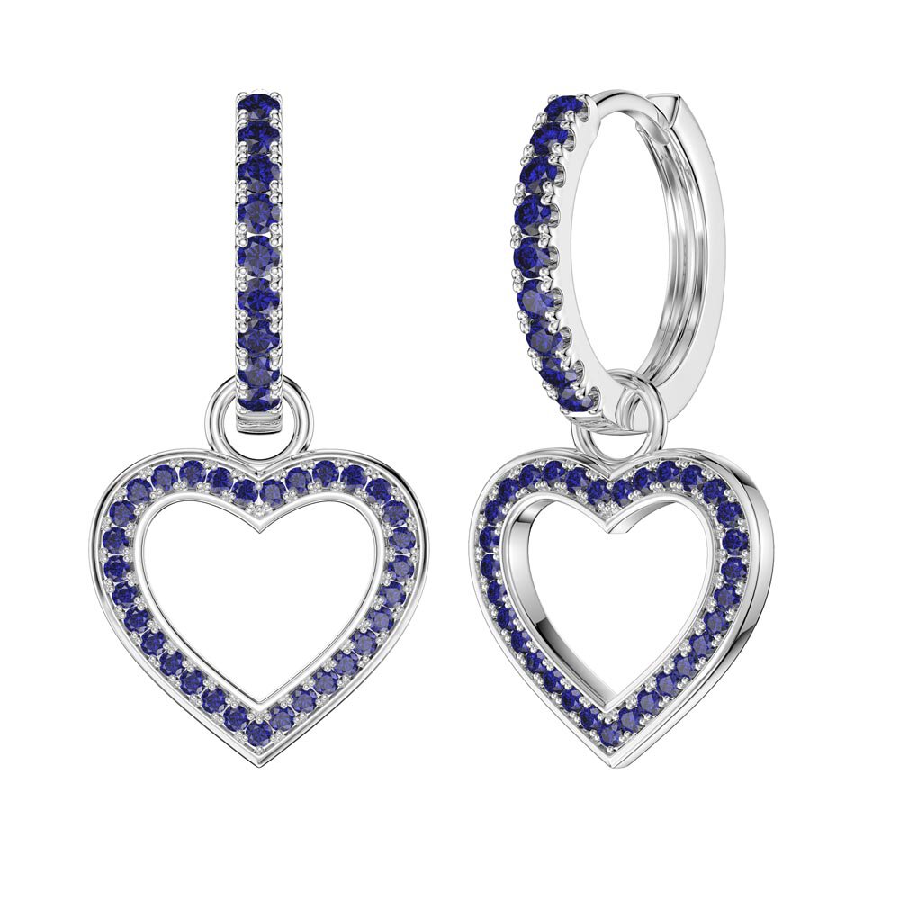 Sapphire Heart Platinum plated Silver Interchangeable Earring Drops #5