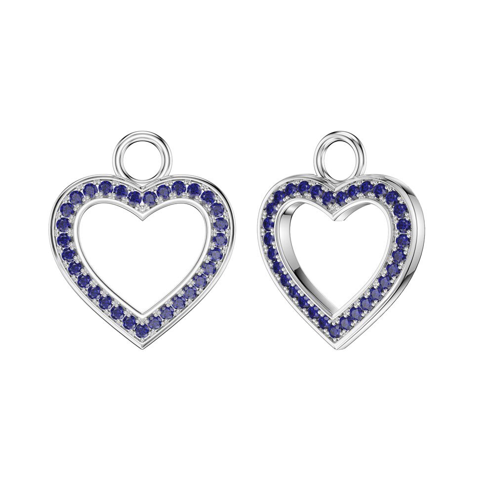 Sapphire Heart Platinum Interchangeable Sapphire Hoop Drop Set #4