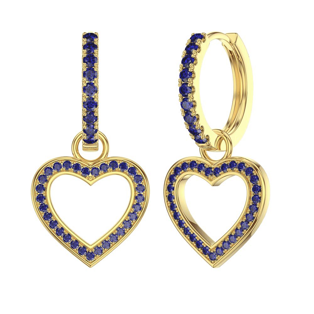Sapphire Heart 18ct Gold Vermeil Interchangeable Hoop Drop Set #5