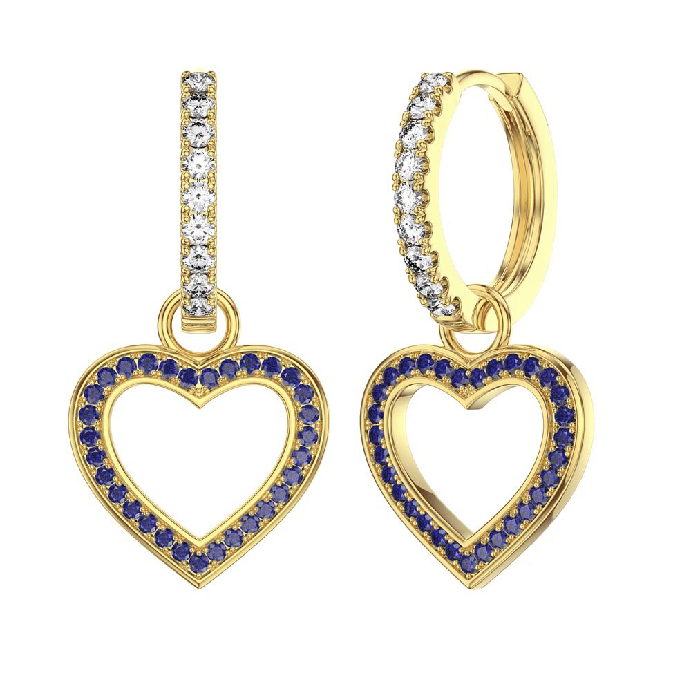 Sapphire Heart 18ct Gold Vermeil Interchangeable Sapphire Hoop Drop Set #5