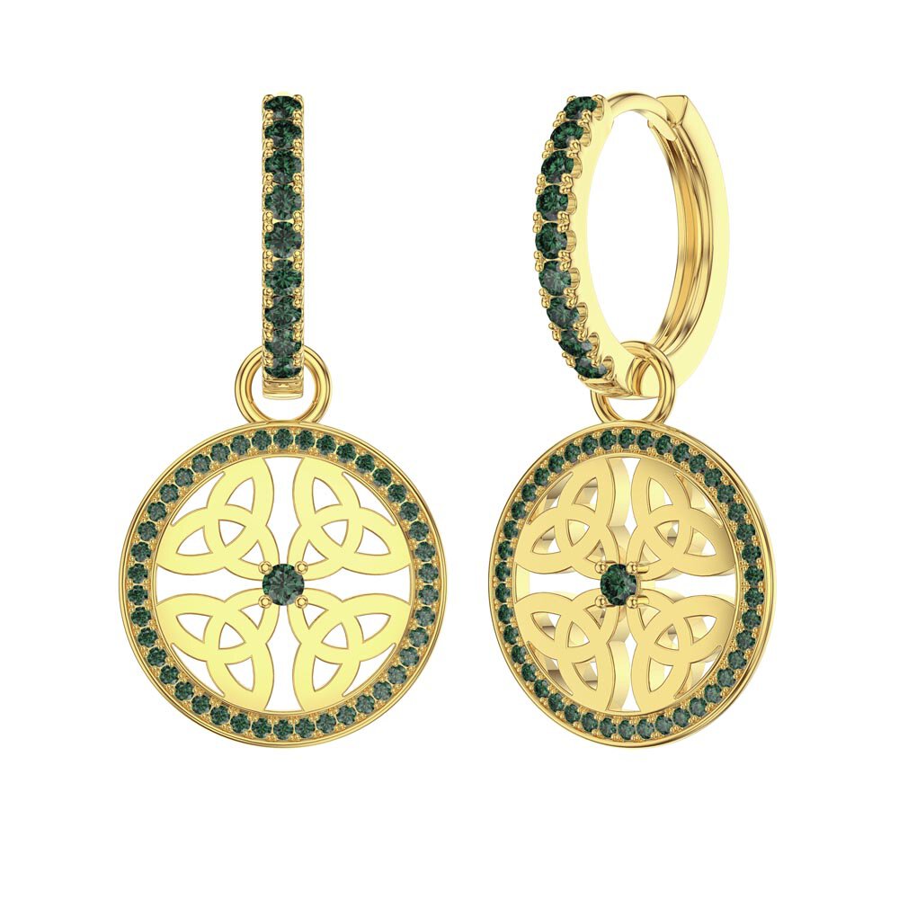 Emerald Trinity 18ct Gold Vermeil Interchangeable Emerald Hoop Drop Set