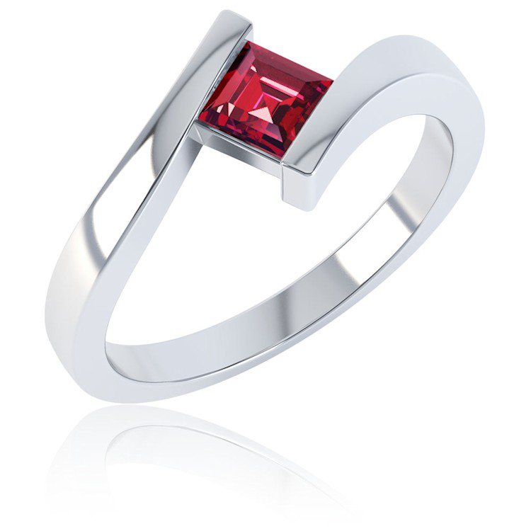 Combinations Ruby Square Stacking Silver Ring