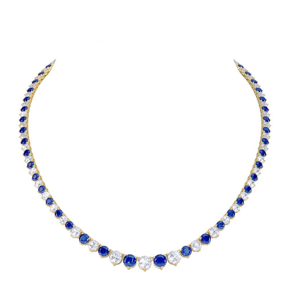 Eternity Sapphire 18ct Gold Vermeil Tennis Necklace #1