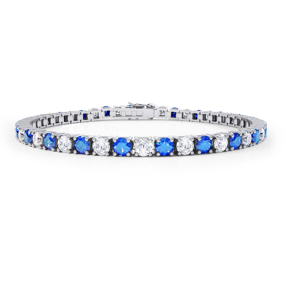 Eternity Sapphire and Diamond 2.6ct GH SI 18ct White Gold Tennis Bracelet