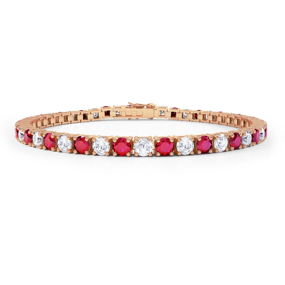 Eternity Ruby and Diamond 2.6ct GH SI 18ct Rose Gold Tennis Bracelet