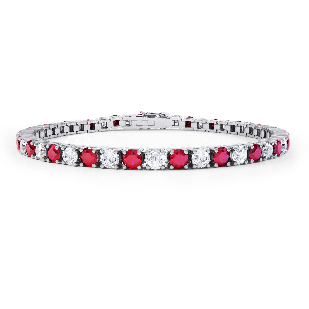 Eternity Ruby and Diamond 2.6ct GH SI 18ct White Gold Tennis Bracelet #1