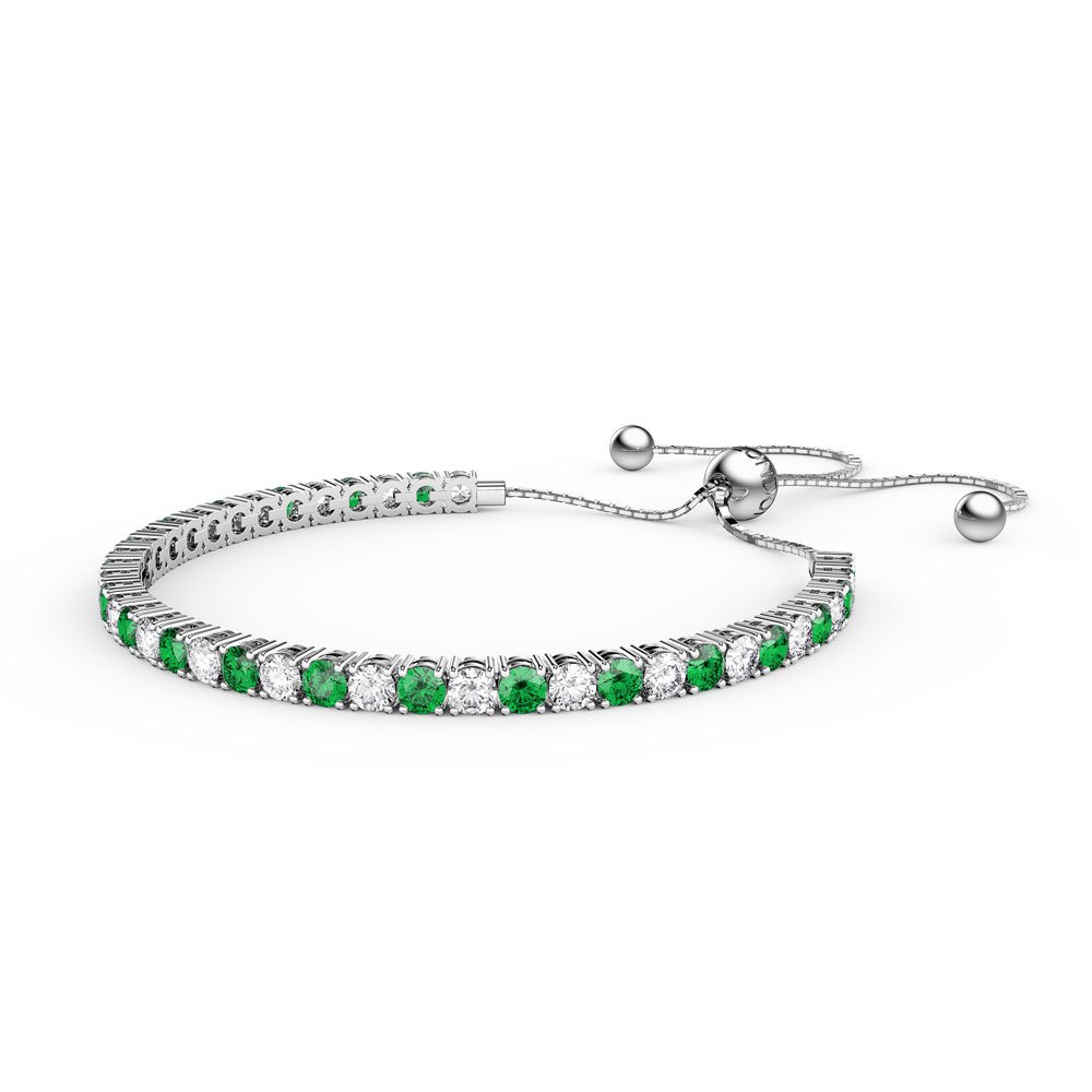 Eternity Emerald CZ Rhodium plated Silver Fiji Friendship Tennis Bracelet #1