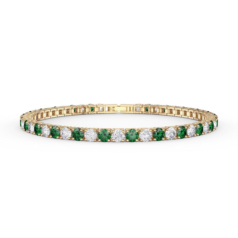 Eternity Emerald CZ 18ct Gold plated Silver Tennis Bracelet