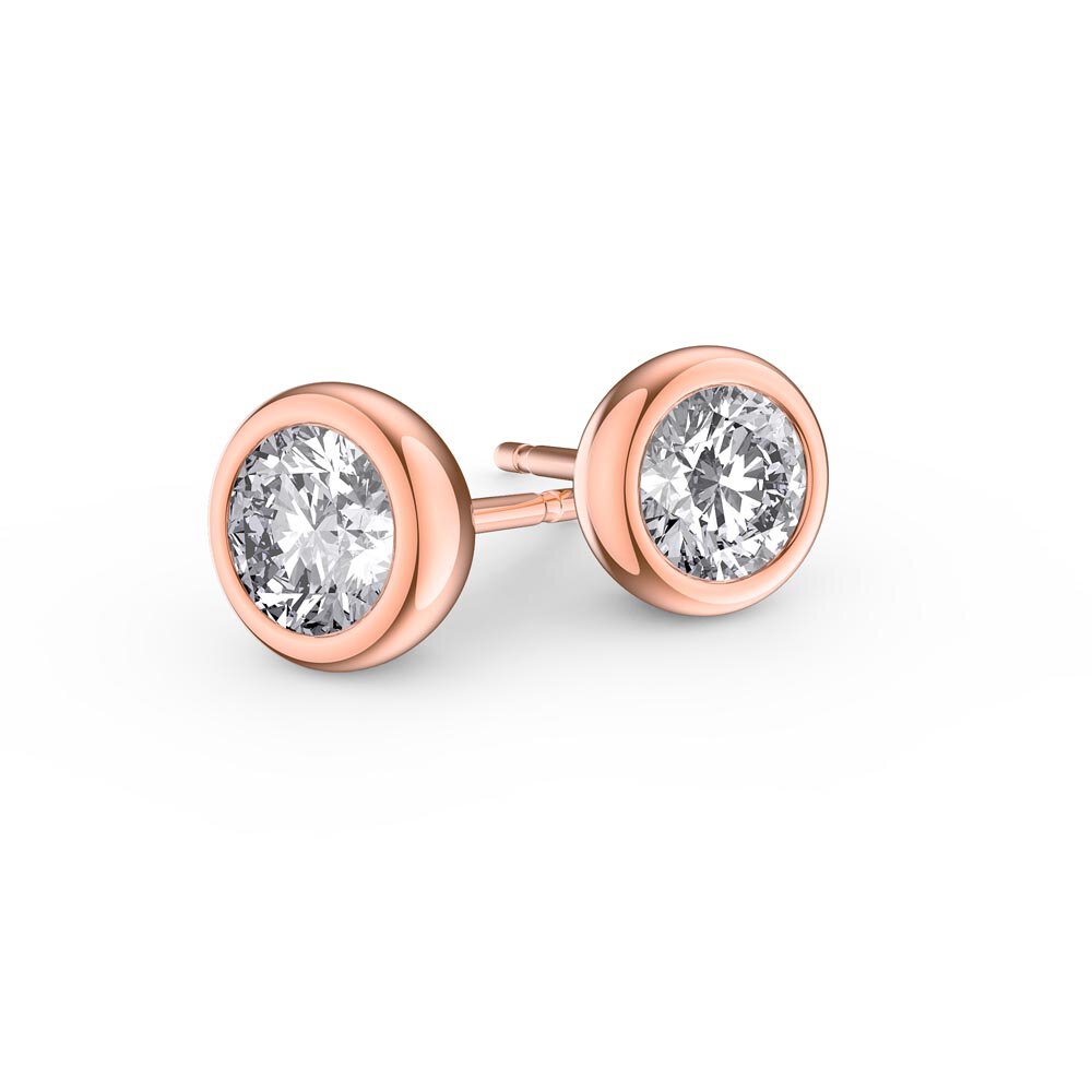 Infinity White Sapphire 9ct Rose Gold Stud Earrings #1