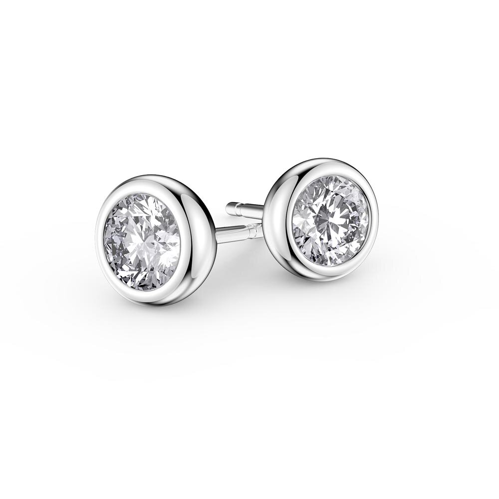 Infinity White Sapphire Platinum plated Silver Stud Earrings