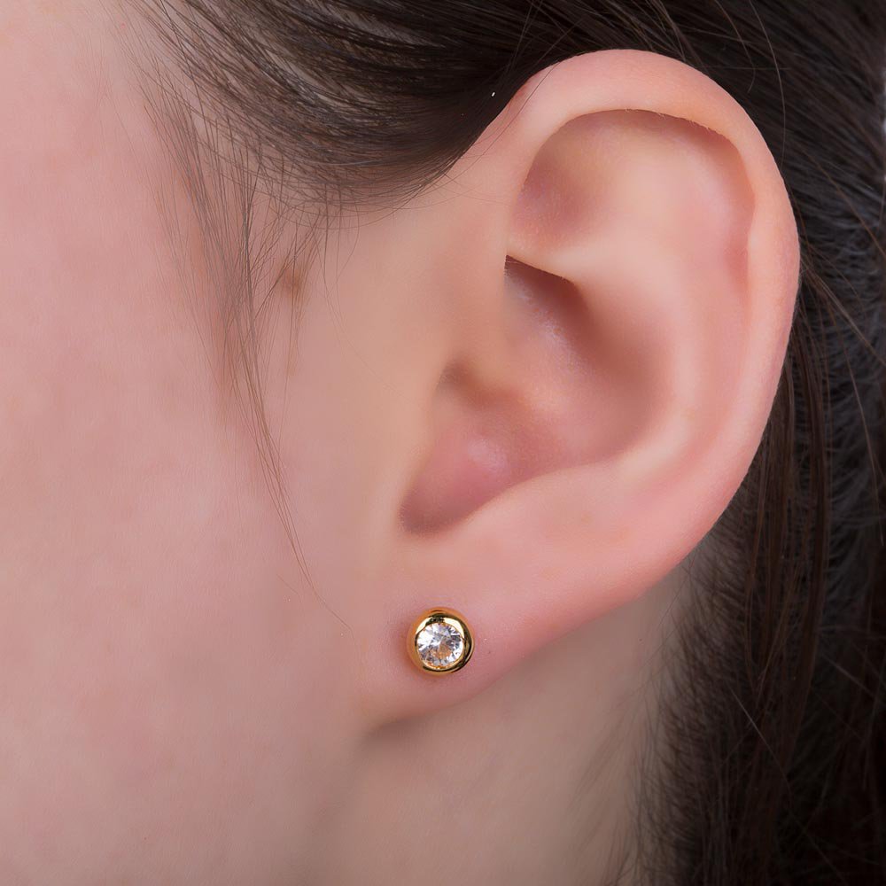 Infinity White Sapphire 18ct Gold Vermeil Stud Earrings #2