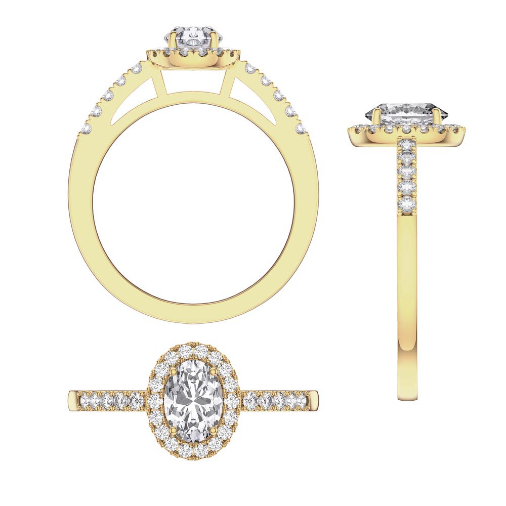 Eternity Moissanite Oval Diamond Halo 18ct Yellow Gold Engagement Ring #7