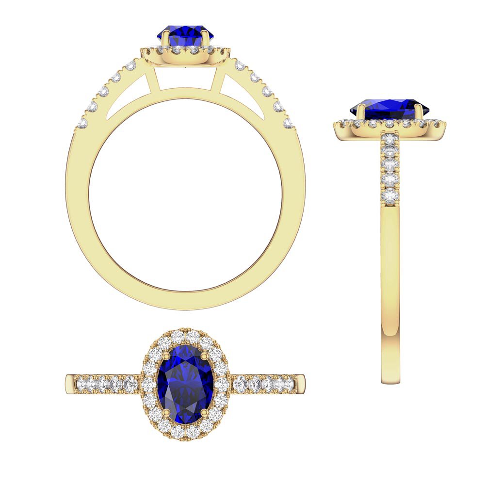 Eternity Sapphire Oval Halo 9ct Gold Proposal Ring #8