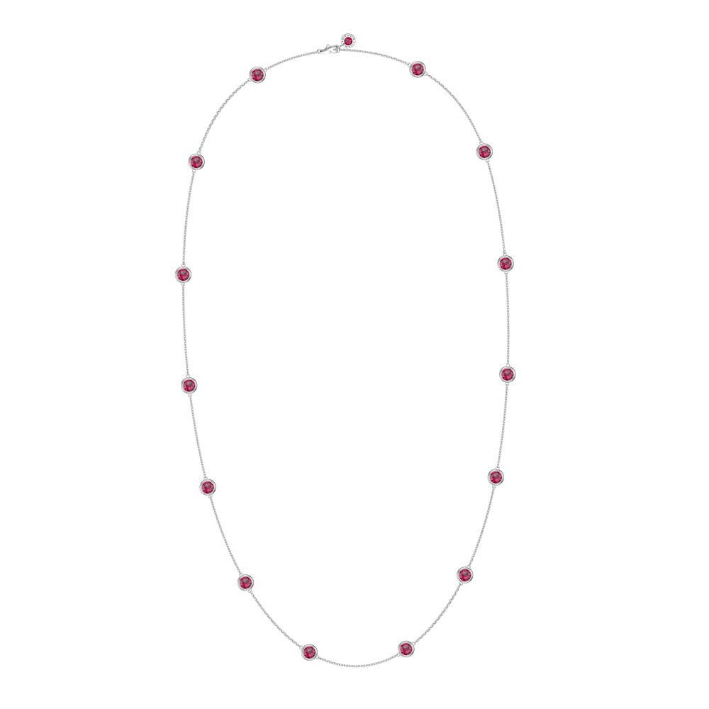 Ruby By the Yard Platinum plated Silver Necklace #3