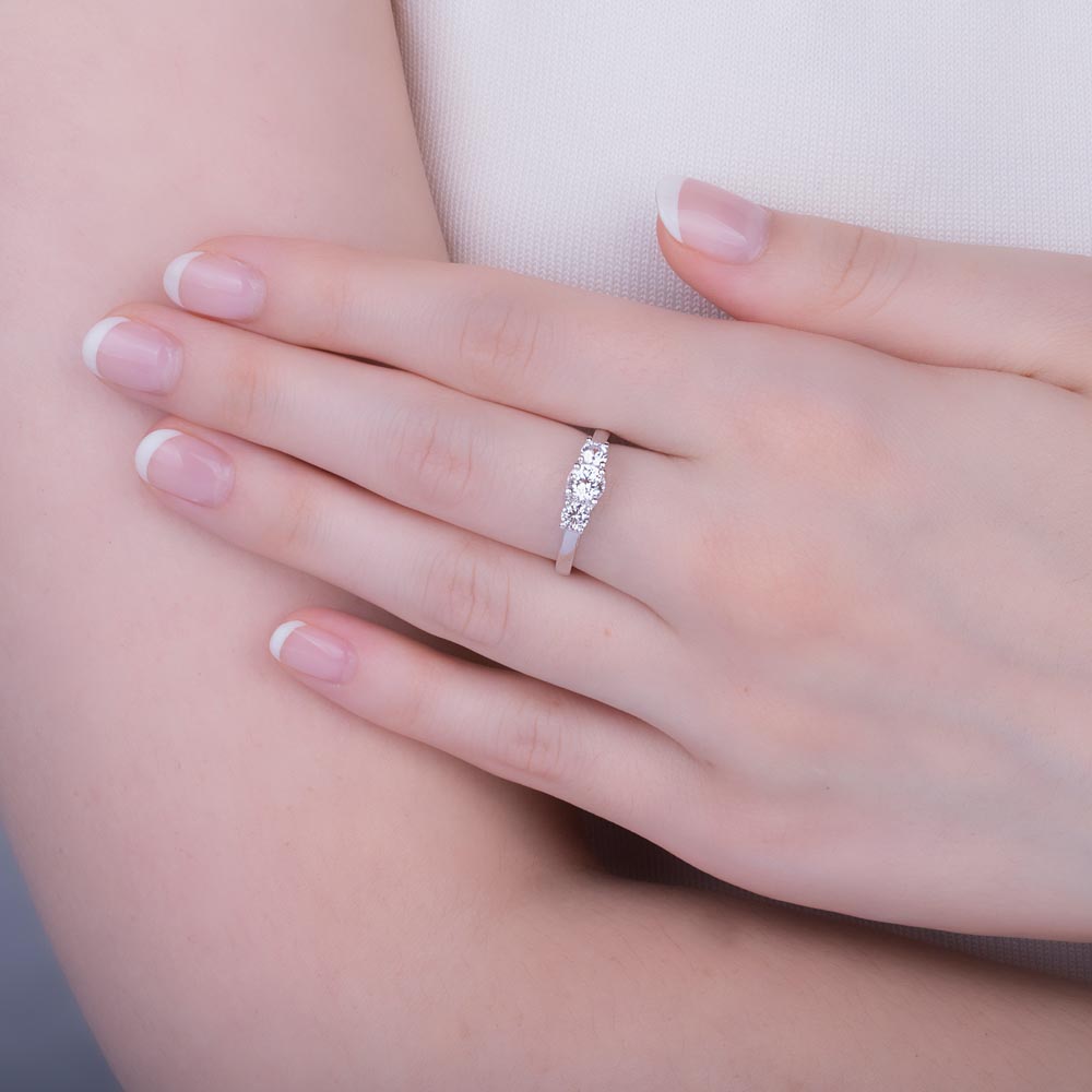 Eternity Three Stone Diamond 18ct White Gold Engagement Ring #2