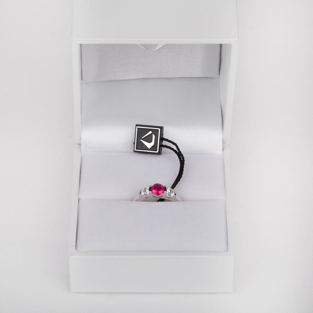 Unity Three Stone Ruby and Diamond 18ct White Gold Engagement Ring #4