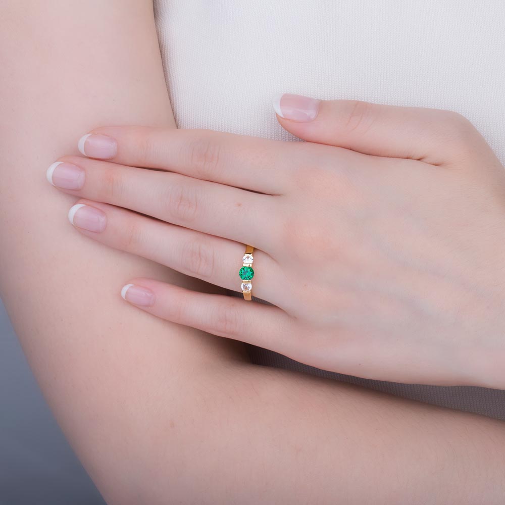 Unity Three Stone Emerald 9ct Yellow Gold Proposal Ring #2