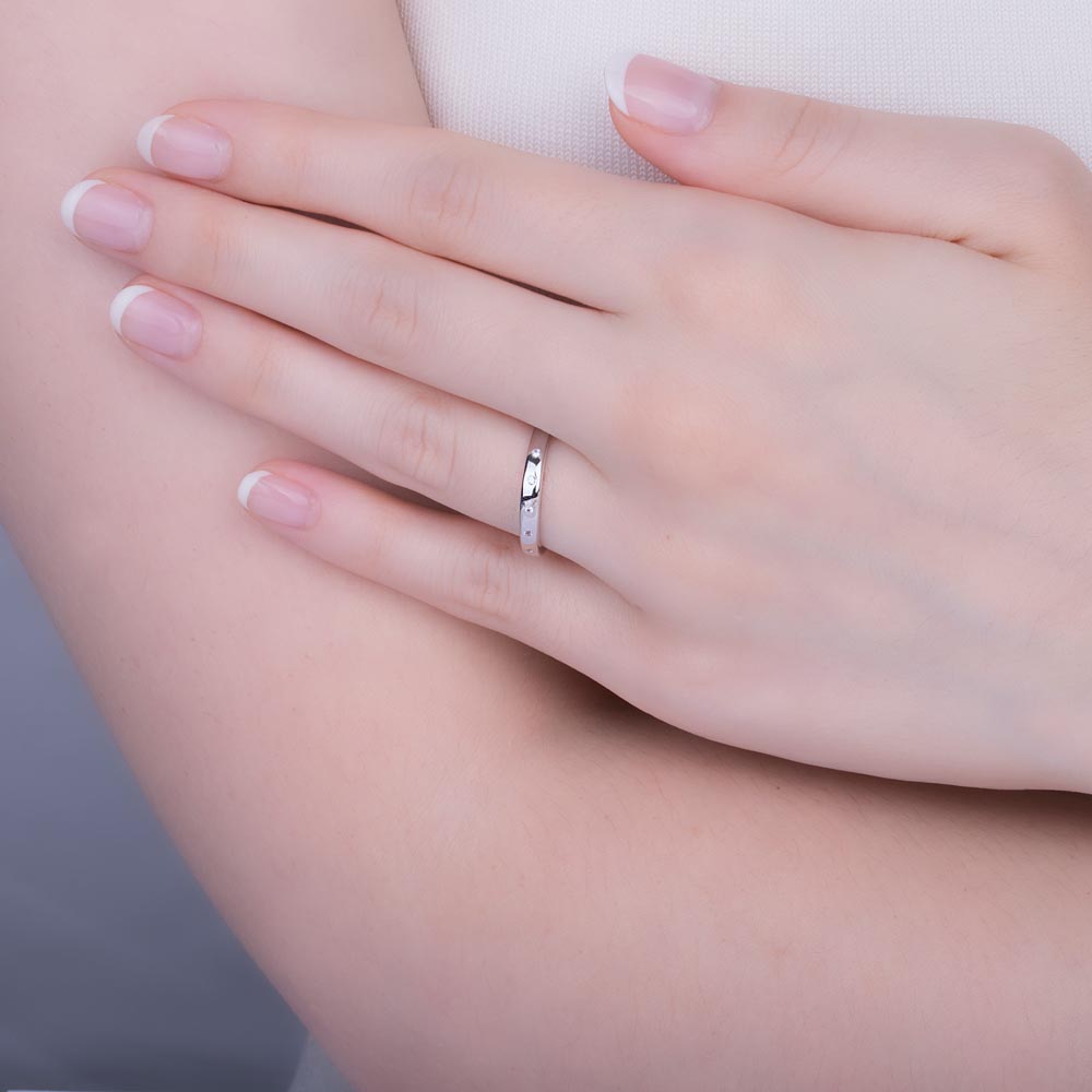 Unity Diamond 18ct White Gold Wedding Ring Band #2