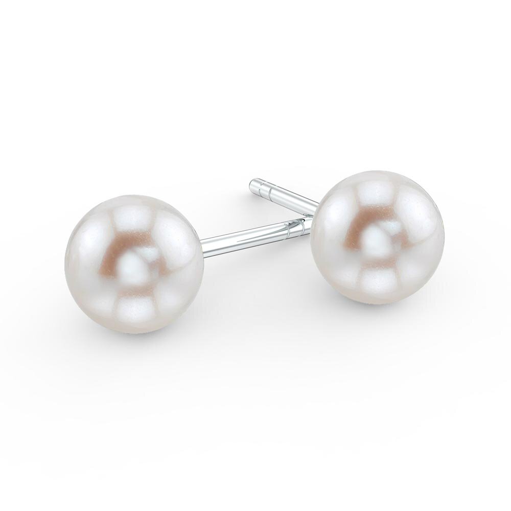 Fusion Pearl Platinum Plated Silver Round Stud and Drop Earrings Set #2