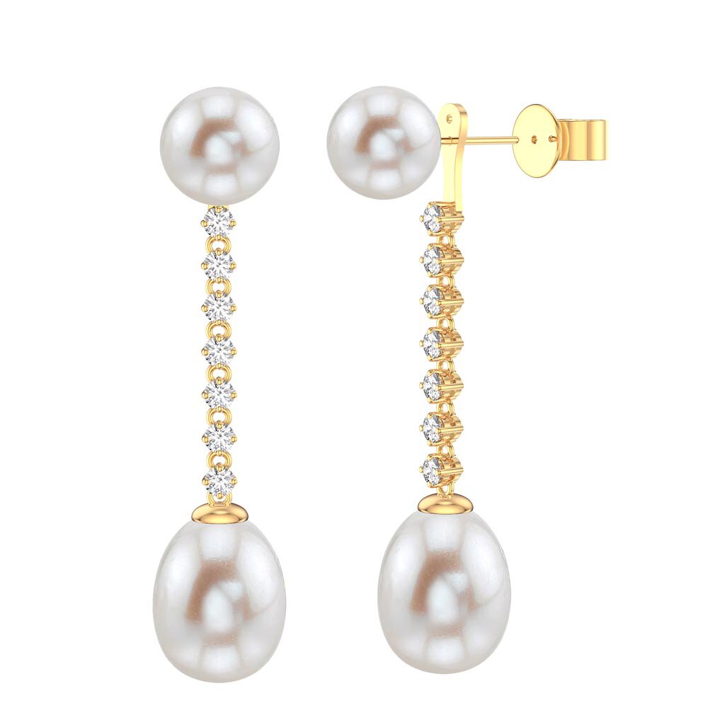 Fusion Pearl 18ct Gold Vermeil Stud and Drop Earrings Set