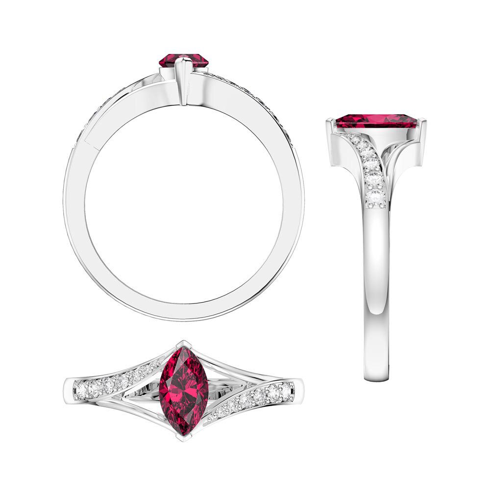 Unity Marquise Ruby 18ct White Gold Diamond Engagement Ring #2