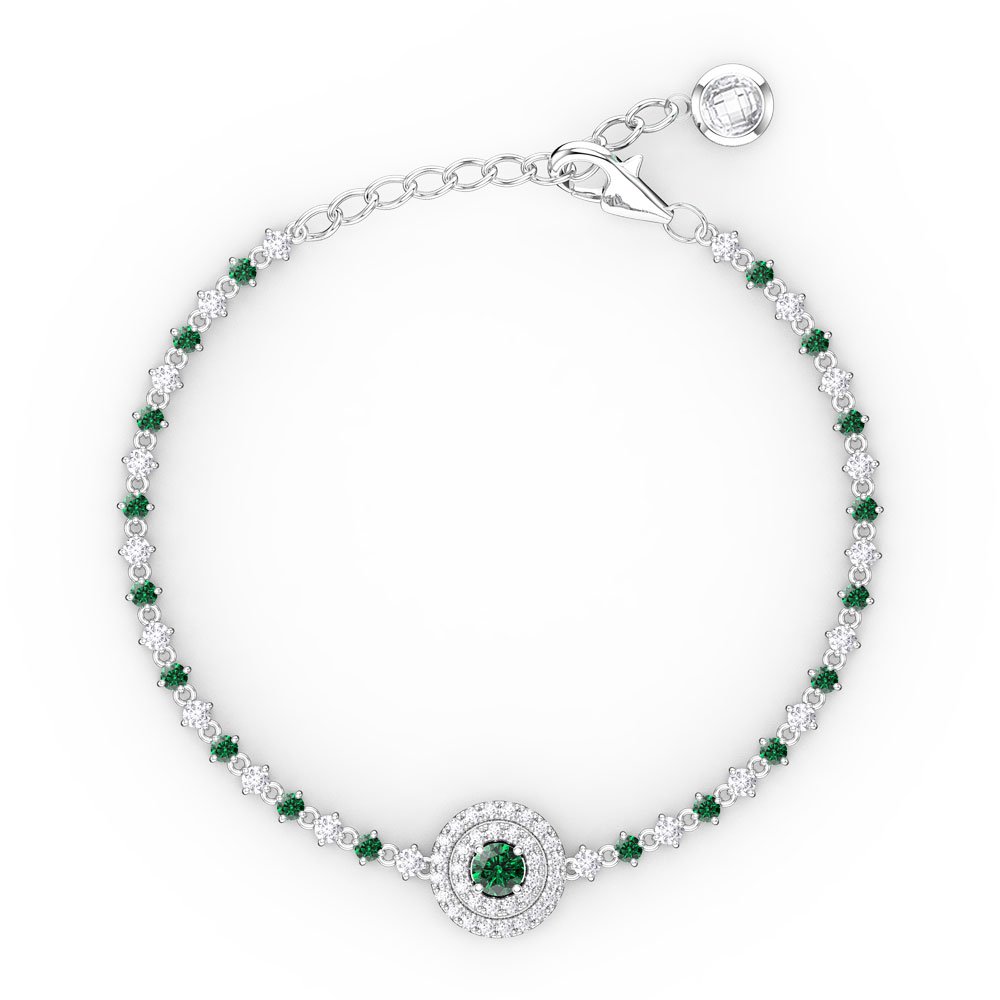 Fusion Emerald Platinum plated Silver Tennis Bracelet #1