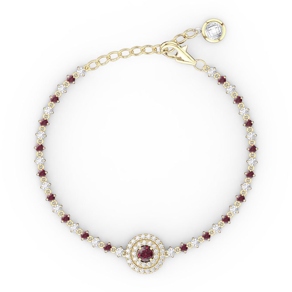 Fusion Ruby and Diamond 18ct Yellow Gold Tennis Bracelet #1