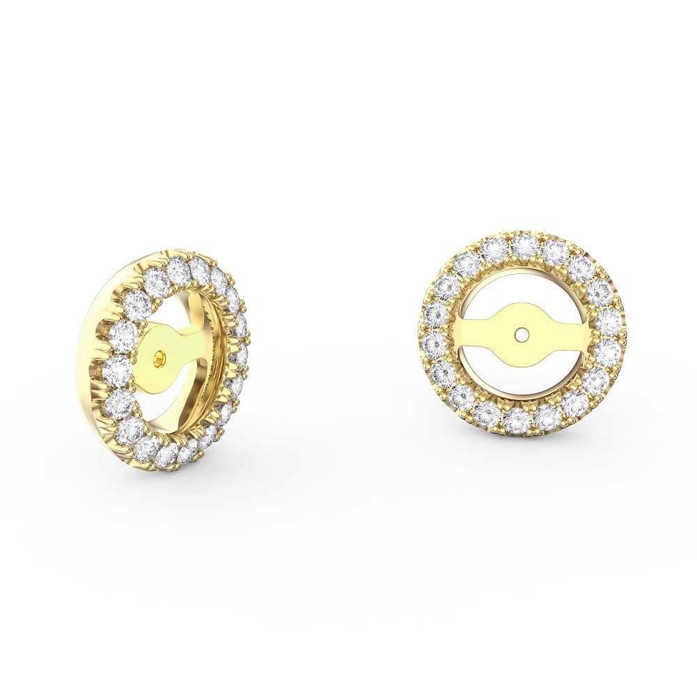 Fusion White Sapphire 9ct Yellow Gold Stud Earrings Halo Jacket Set #4