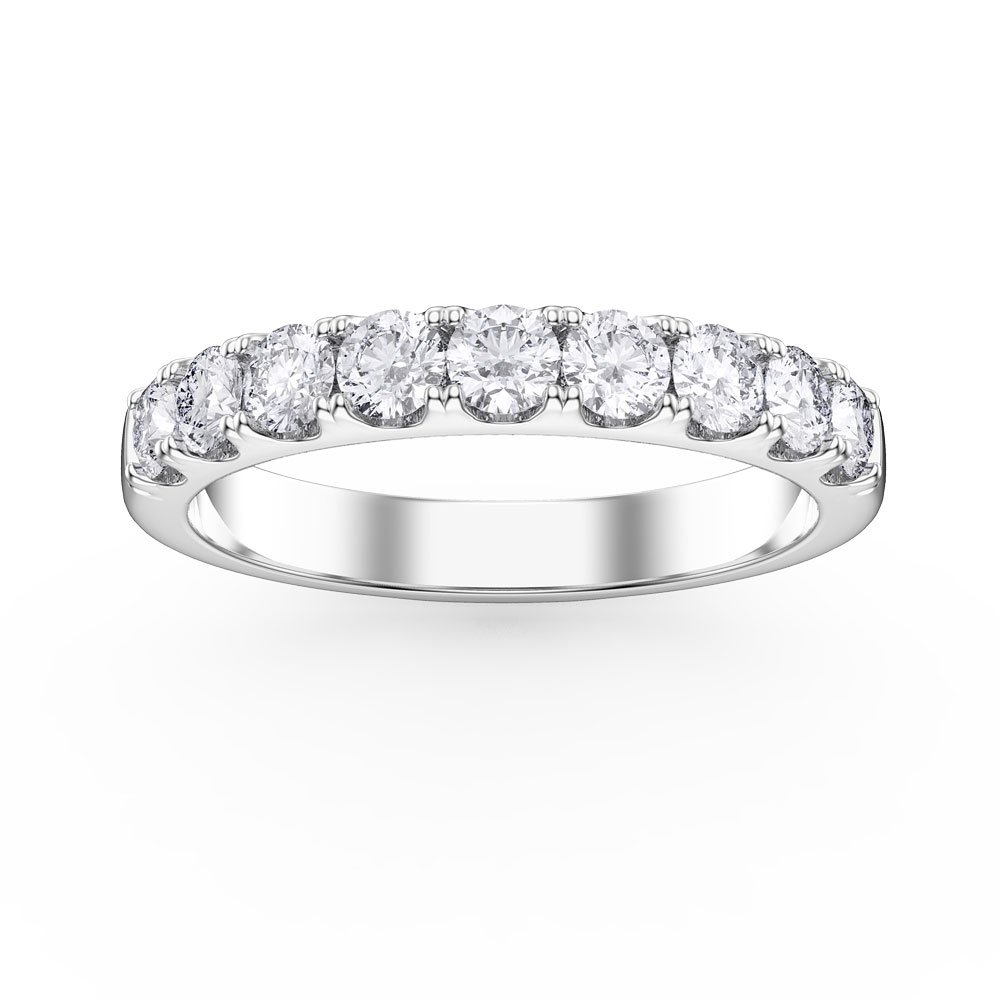 Promise White Sapphire Platinum plated Silver Half Eternity Ring 3mm Band