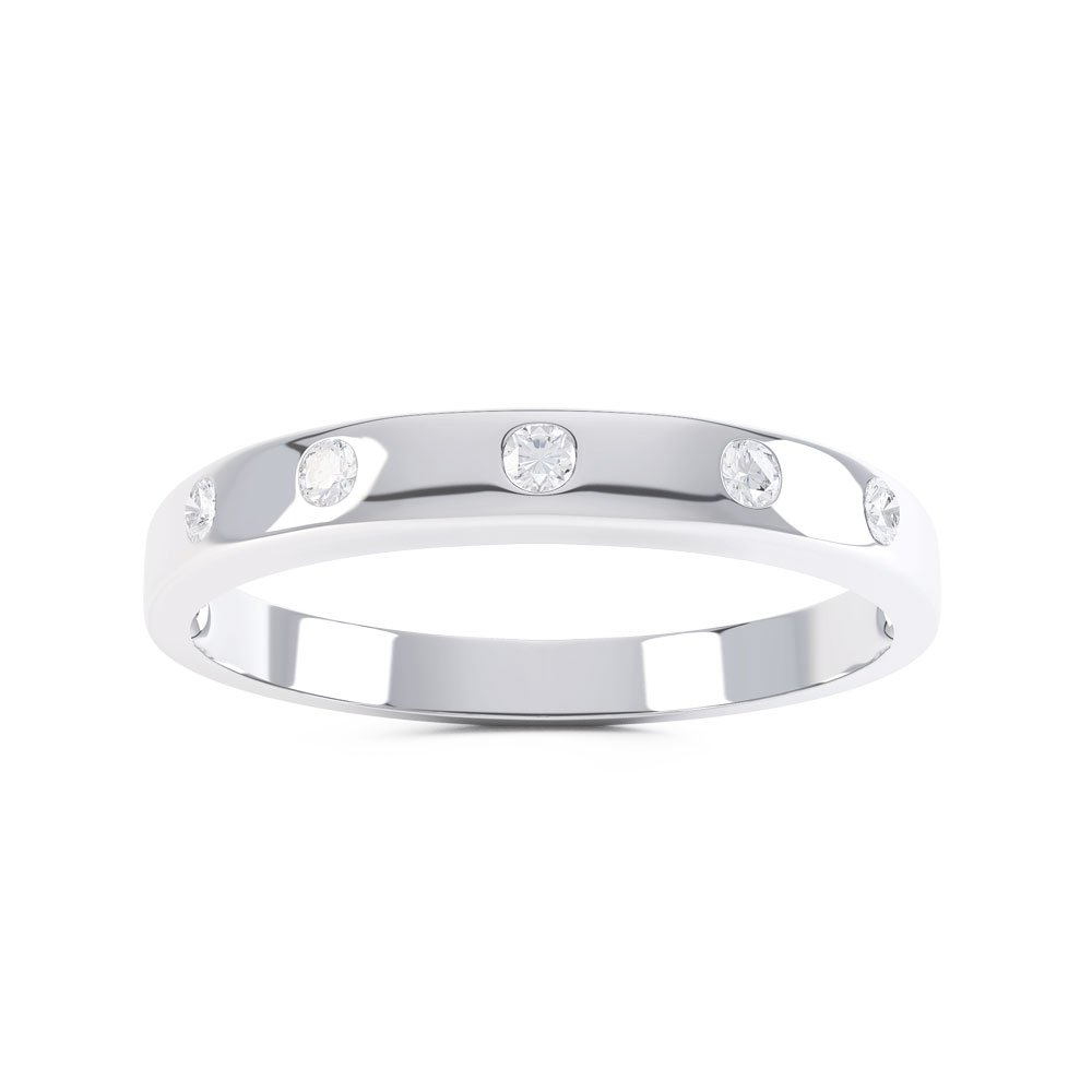 Unity White Sapphire Platinum plated Silver Promise Ring Band