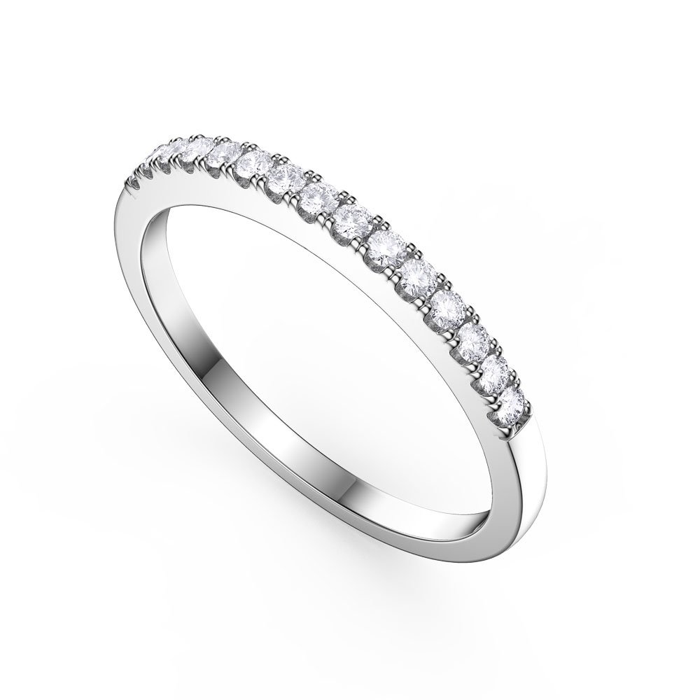 Promise White Sapphire Platinum plated Silver Half Eternity Ring