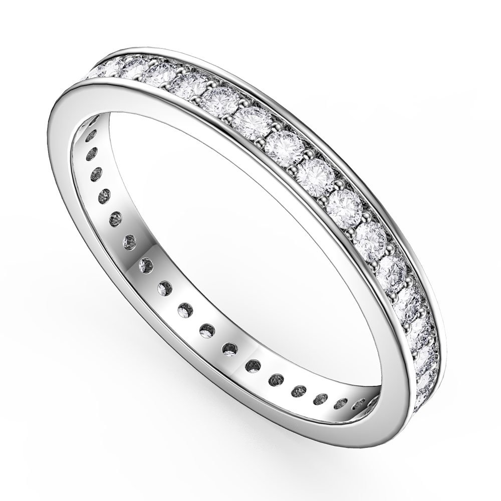 Promise White Sapphire Platinum plated Silver Channel Full Eternity Ring