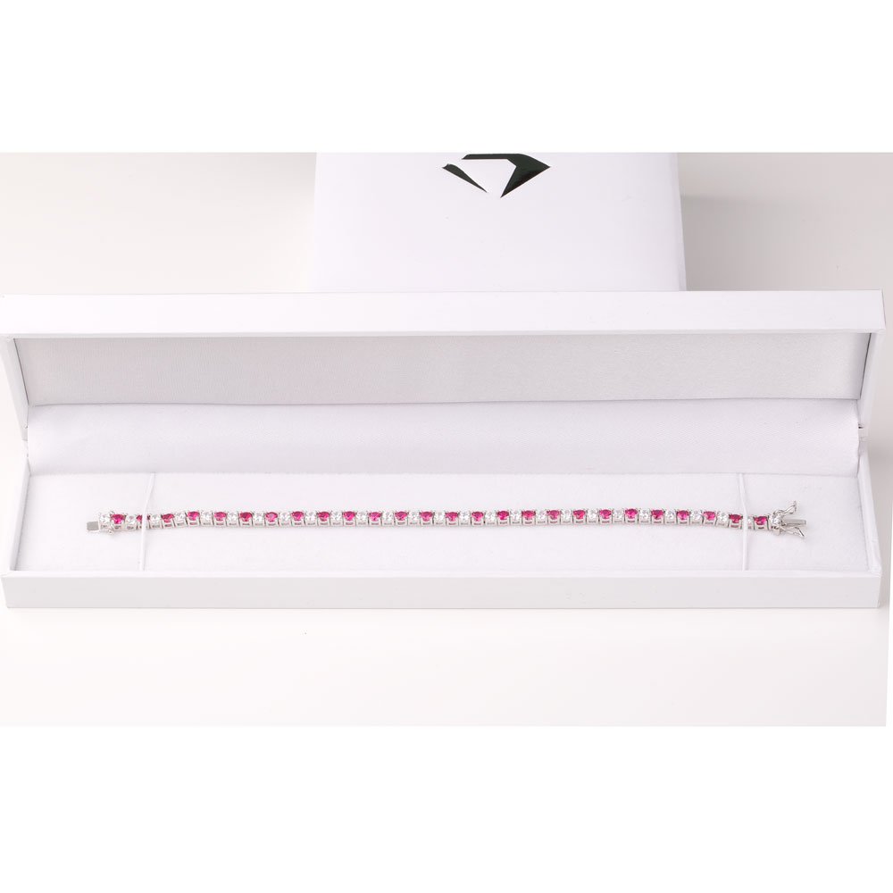 Eternity Ruby and Diamond 2.6ct GH SI 18ct White Gold Tennis Bracelet #3